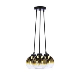 NUBIA LAMPA WISZ�CA CZARNY 3X60W E27 KLOSZ Z�OTY