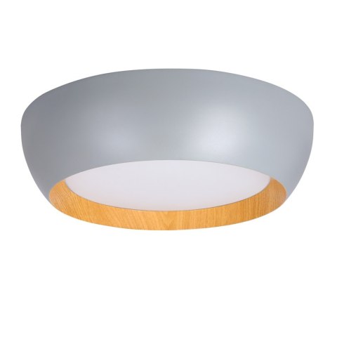 ABRUZZO LAMPA SUFITOWA PLAFON SZARO DREWNIANY KLOSZ BIAŁY 14-24114