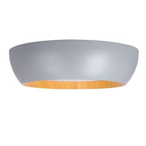 ABRUZZO LAMPA SUFITOWA PLAFON SZARO DREWNIANY KLOSZ BIAŁY 14-24114