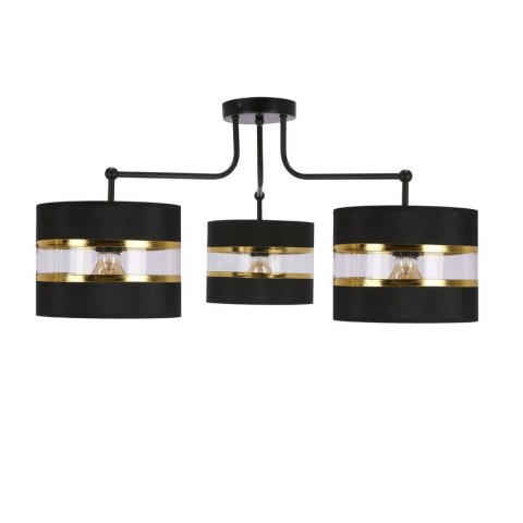 ANDY LAMPA WISZĄCA CZARNY E27 ABAŻUR CZARNY+ZŁOTY