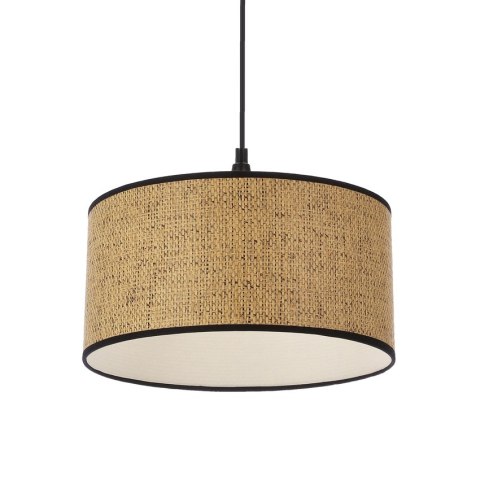 Anaka Lampa Wisząca Czarny 1X40W E27 Abażur Plecionka Beżowo-Brązowa