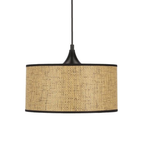 Anaka Lampa Wisząca Czarny 1X40W E27 Abażur Plecionka Beżowo-Brązowa