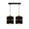 Assam lampa wisząca czarny+złoty 2x60w e27 abażur czarny+złoty pasek