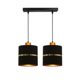 Assam lampa wisząca czarny+złoty 2x60w e27 abażur czarny+złoty pasek