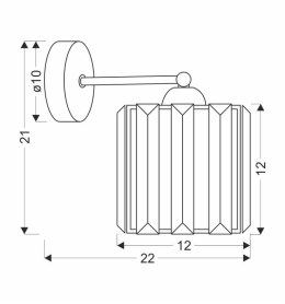 Glassia Lampa Kinkiet Czarny 1X40 E27 Klosz Czarny+Kryształy Bezbarwne