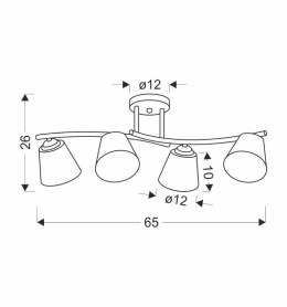 Greco Lampa Sufitowa Czarny+Złoty 4X40 E27 Klosz Biały