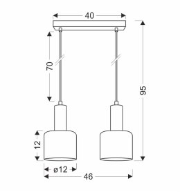 Isar Lampa Wisząca Czarny 2X40 E27 Klosz Bursztynowy