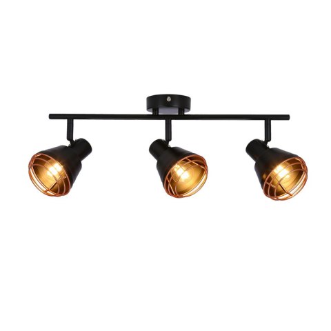 Lampa ścienna/sufitowa czarna klosz miedziany 3xE14 40W Neria 93-82572