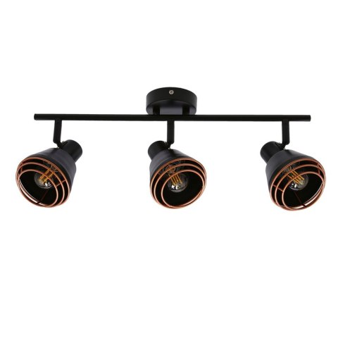 Lampa ścienna/sufitowa czarna klosz miedziany 3xE14 40W Neria 93-82572