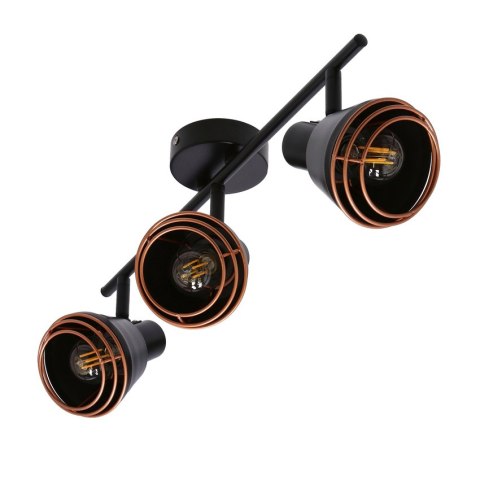 Lampa ścienna/sufitowa czarna klosz miedziany 3xE14 40W Neria 93-82572