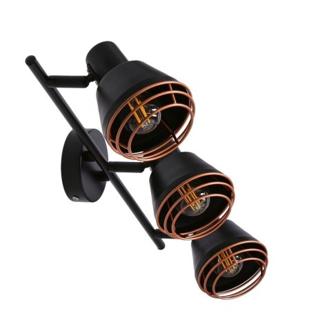 Lampa ścienna/sufitowa czarna klosz miedziany 3xE14 40W Neria 93-82572