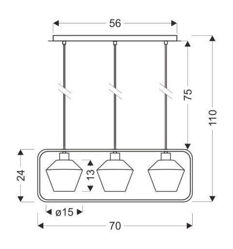 Niko Lampa Wisząca Czarny 3X40W E27 Klosz Bezbarwny Karbowany