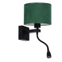 Polo Lampa Kinkiet Czarny 1X40W E27+2W Led Abażur Butelkowa Zieleń