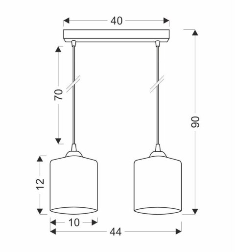 Serena Lampa Wisząca Czarny 2X40 E27 Klosz Złoty