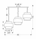 Toscana Lampa Wisząca Czarny 3X60W E27 Abażur Bordowy+Czarny