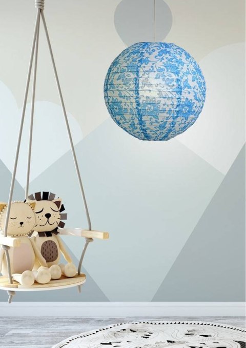 Abażur papierowy niebieskie kwiaty kula 35cm Kokon Candellux 70-94066