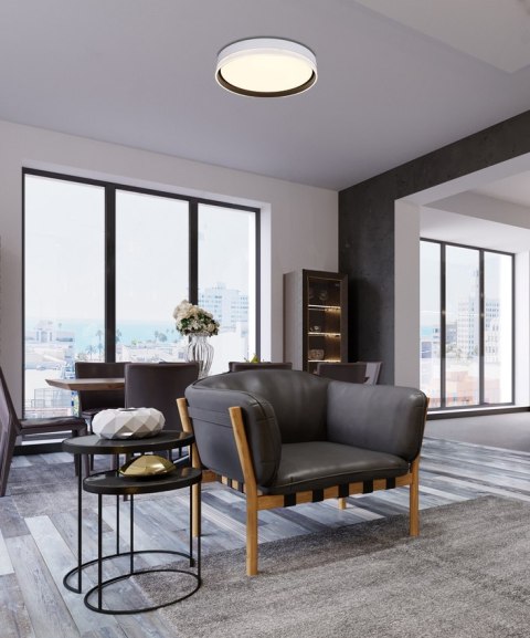 Florida lampa sufitowa plafon biały+czarny 24w led 39 cm klosz biały