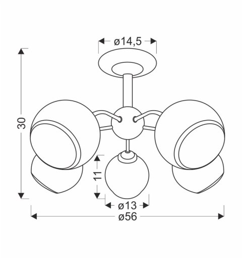 Marinen Lampa Wisząca Czarny 5X40W E27 Klosz Biały Z Obwódką