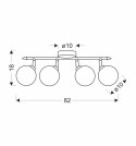 Rodia lampa sufitowa listwa patynowy 4x40w g9 klosz bursztynowy