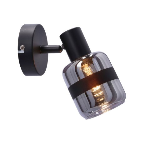 Yuki Lampa Kinkiet Czarny Matowy 1X15W E14 Klosz Dymiony