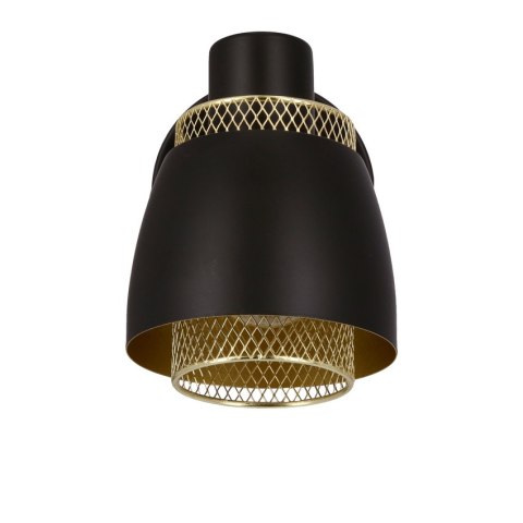 Aleksandria lampa kinkiet czarny e14 klosz czarny+złoty