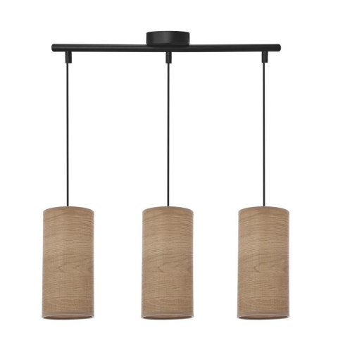 Ballo lampa wisząca czarny 3x60 e27 abażur orzechowy