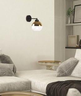 Contessa Lampa Kinkiet Czarny 1X40 E27 Klosz Złoty