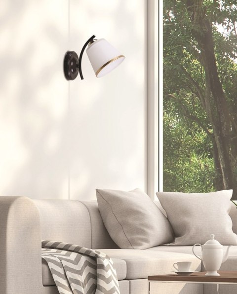 Greco Lampa Kinkiet Czarny+Złoty 1X40 E27 Klosz Biały