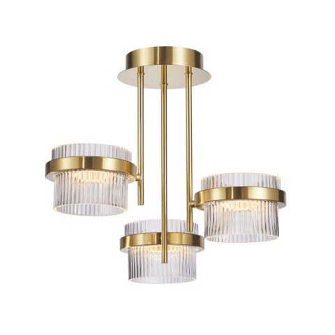Lampa wisząca, plafon złoty do salonu, korytarza TIARA PND-77362-3-24W-GD