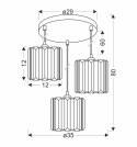 Glassia Lampa Wisząca Talerz Czarny 3X40 E27 Klosz Czarny+Kryształy Bezbarwne