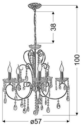 Lampa wisząca czarna z kryształkami 5xE14 Aurora 35-73730