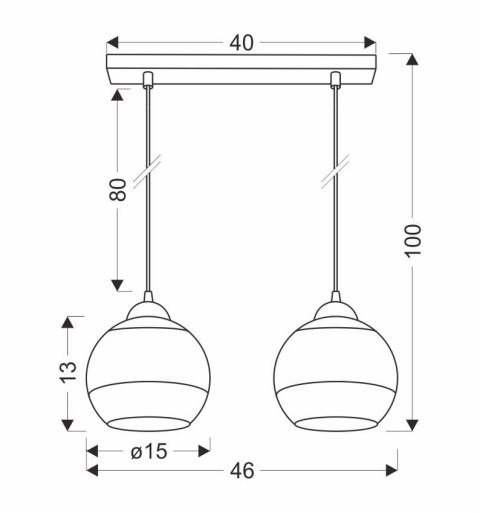 Contessa Lampa Wisząca Czarny 2X40 E27 Klosz Złoty