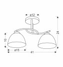 Gracja Lampa Sufitowa Czarny Perłowy 2X40 E27 Klosz Biały