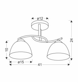 Gracja Lampa Sufitowa Czarny Perłowy 2X40 E27 Klosz Biały
