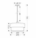 Livorno Lampa Wisząca Czarny 1X60W E27 Abażur Miętowy+Szaro Beżowy