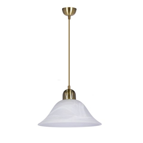 Moss Lampa Wisząca Patynowy 1X60W E27 Klosz Biały Alabastrowy