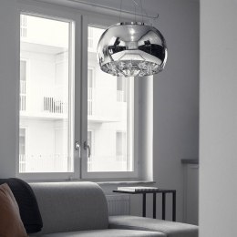 Lampa Szklana Srebrny z Prześwitami krople wody 40cm