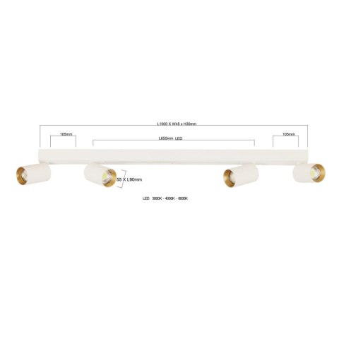 Lampa sufitowa Perugia 4xGU10 + 1xLED biała LP-0703/4C WH