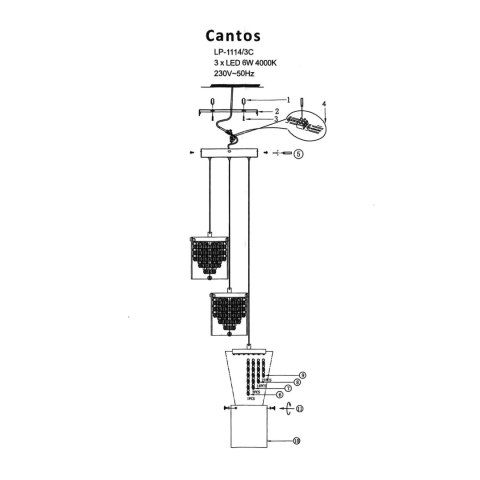 Lampa wisząca Cantos 3xLED transparentna LP-1114/3C