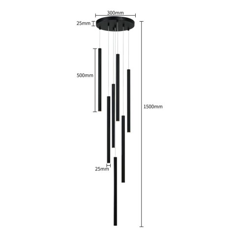 Lampa wisząca Lungo czarna LP-894/7P BK