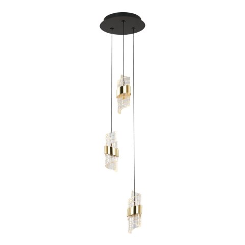 Lampa wisząca do antresoli, korytarza, salonu TONGA PND-26374-3-23W-3K-BK-GD