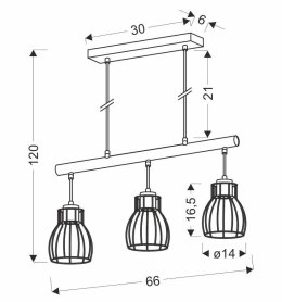 Lampa wisząca czarna 3x60W Bernita 33-78087