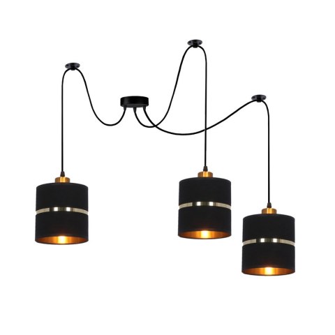 Assam p lampa wisząca czarny+złoty 3x60w e27 abażur czarny+złoty pasek