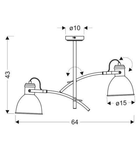Lampa sufitowa biało-czarna regulowana 2x60W Zumba Candellux 32-72054