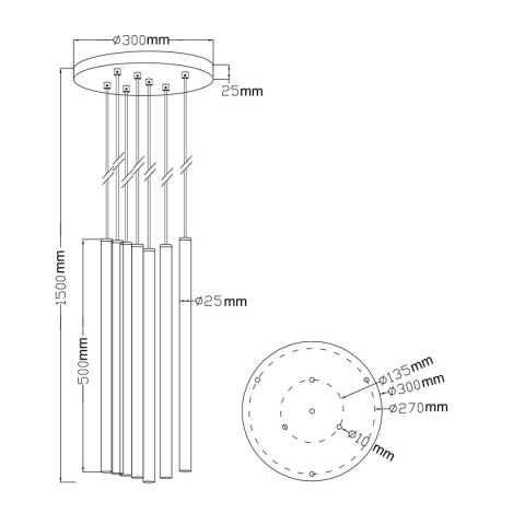 Lampa wisząca Lungo 7xG9 mix kolor LP-894/7P MIXED