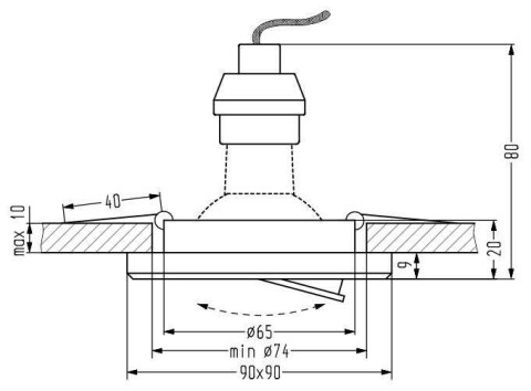 Oprawa stropowa uchylna kwadrat biały LED oczko GU10 SSU-22 Candellux 2263045