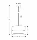 Porto lampa wisząca czarny 1x60w e27 abażur czarny+fornir