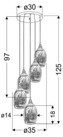 Lampa sufitowa wisząca chromowa talerz 5x60W Marina Candellux 35-60198