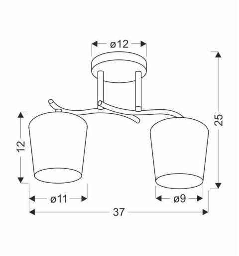 Esnyr Lampa Sufitowa Chromowy+Czarny 2X40 E27 Klosz Biały