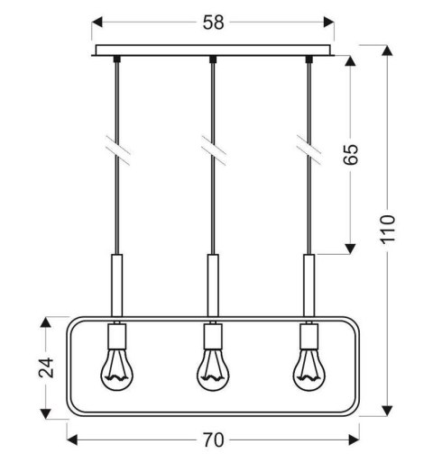 Lampa wisząca czarna regulowana wysokość 3x60W E27 Frame 33-73525